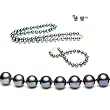 Freshwater Cultured Pearls 3-Pc Set 18 Inches 1-Strand 6-7mm Black Pearl Necklace & 7-7.5 Inches 6-7mm Black Pearl Bracelet & 6-7mm Black Pearl Earrings