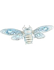 Gorgeous sterling silver bee brooch with blue plique a jour enameling, blue topaz and diamond. Presentation boxed.