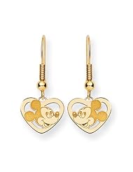 Disneys Mickey Mouse Heart Earrings in 14 Karat Gold