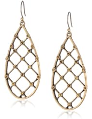 Lucky Brand "Icicle" Gold Pave Lattice Drop Earrings