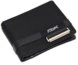 Genuine Reebok Black Nylon / Vinyl Leather Like Bifold Wallet With Coin Pouch And Flip Up Id / Credit Card Holders