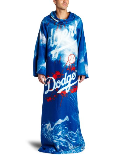 MLB Los Angeles Dodgers Adult Comfy Throw, Officially Licensed Blanket with Sleeves by Northwest 