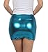 Sakkas 6924 Women's Shiny Metallic Liquid Mini Skirt - Turquoise - X-Large