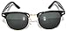 Half Frame Sunglasses Black Gold Metal Frame with Green Lens Retro