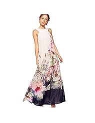 Cocktail Full Length Halter Chiffon Fit-and-Flare Floral Print Evening Dress/Wedding Party Dress/Maxi Dress 