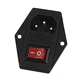 uxcell　ロッカースイッチ　IEC320 C14 　電源インレットソケット　ヒューズホルダー　KCD1-102 SPDT　250V 10A