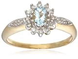 Image of 9ct Yellow Gold AMR299840 Ladies 0.15ct Diamond & Aquamarine Cluster Ring