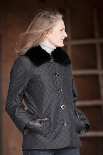 Womens Quilted Silk Jacket Fur Lining