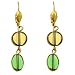 Acosta Jewellery - Olive & Emerald Green Bead - Gold Tone Drop Earrings