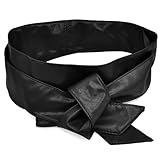 chinkyboo PU Leather Women Wrap Corset Cinch Tie Wide Waist Belt Band (Black)