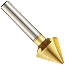 Magafor 4832 Series Cobalt Steel Single-End Countersink, TiN Coating, 3 Flutes, 60 Degrees, Round Shank