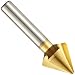 Magafor 4832 Series Cobalt Steel Single-End Countersink, TiN Coating, 3 Flutes, 60 Degrees, Round Shank