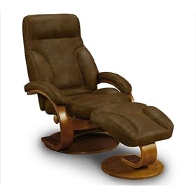 Walnut, Maverick Espresso (Microfiber) Swivel Recliner with Ottoman - Mac Motion Chair - 57