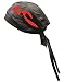 Riparo Unisex Leather Motorcycle Head Wrap and Skull Cap (Black/Red)