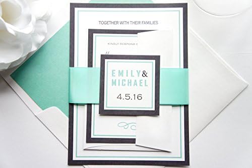 Mint Blue Wedding Invitation- SAMPLE SET