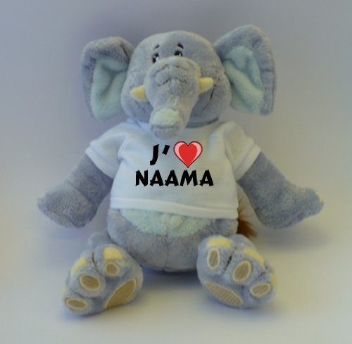 Peluche �l�phant avec un T-shirt: J_aime Naama