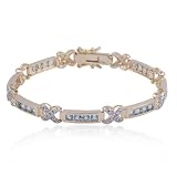 18k Yellow Gold Plated Sterling Silver Blue Topaz and Diamond Bracelet, 7.25