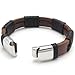 KONOV Mens Surfer Brown Leather Bracelet Stainless Steel Clasp, 12mm - 8