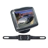 Exclusive Pyle PLCM36 3.5'' Slim TFT LCD Universal Mount Monitor w/ License Plate Mount Rearview Night Vision Backup Camera By PYLE