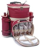 Adventurer Cooler with Trolley - Burgundy Check - Picnic & Beyond