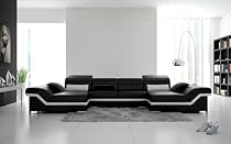 Big Sale Black & White Modern Leather Sofa, Ultra Modern Leather Sectional