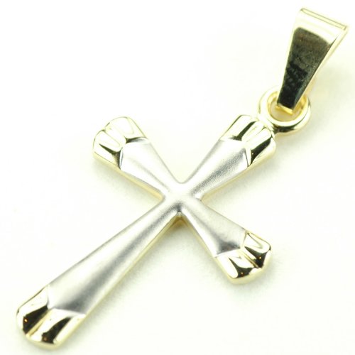 9ct White and Yellow Gold Cross Pendant,