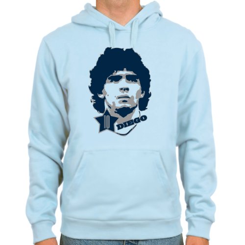 Kapuzensweater Diego Maradona ::: Farbauswahl: skyblue oder weiß ::: Größen: M-XL ::: Fußball-Kult