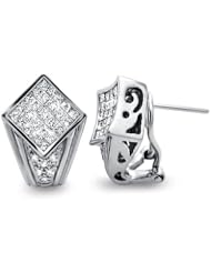 1.62ct Princess Cut Diamond Hoop Earrings 14k White Gold