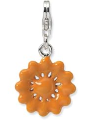 Sterling Silver Yellow Enameled Flower w/Lobster Claw Clasp Clasp Charm