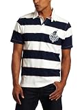 Generra Mens Jersey Rugby Polo Shirt, Deep Sea/White, Large