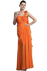 Floor Length Chiffon Lace-Up One Shoulder Evening Dress/Mother-of-the-Bride Dress 