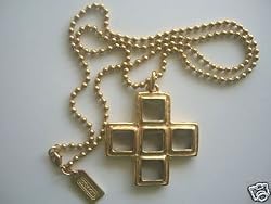 Coach Daphne Cross Pendant Necklace in Bag Gold Clear