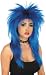1980's Ladies Glam Rock Wig 80's Rocker Fancy Dress Wig Pink Silver Blue Red (Blue)