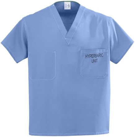 Medline Unisex Reversible Hyperbaric Unit Scrub Top, XX-Large, Ceil Blue