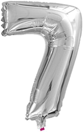 HIHAOXJ 40 Inch Helium Foil Mylar Matte Silver Number 7 Balloons