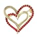 Jewelry : Gold Tone Red Rhinestone Heart Pin Brooch