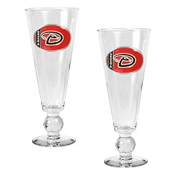 Arizona Diamondbacks MLB 2pc Pilsner Glass Set with Baseball on stem - Oval Logo by Great American Products