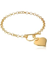 Sterling Silver Gold Plated Heart Toggle Bracelet 7.5"