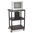 Quartet TPTVDUOEQ Wide Body Plastic TV/Monitor Cart, Three Shelves, 300lb Cap, 32 x 24 x 54, Black