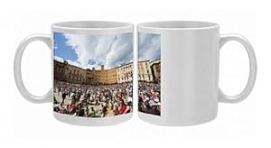Crowds at El Palio horse race festival, Piazza del Campo, Siena, Tuscany, Photo Mugs