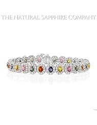 18KW Bracelet with 7.00ctw multi-colored sapphires and 3.80ctw round diamonds, 7"
