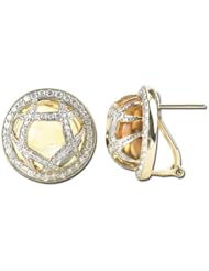 14K Yellow Gold 21.16ct Entrapped Bezel Set Diamond & Citrine Stud Earrings