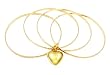Bracelet - B222 - 4-Pc Bangle Set + Heart Charm (70mm) ~ Smooth Gold Tone