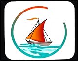 Decorated Mouse Pad with boat, sail, sea, yacht, sailboat, ocean