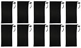 Ten (10) Black Microfiber Cleaning and Storage Pouch / Sack / Cases for Sunglasses and Eyeglasses