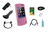9 Items Accessory Combo Kit for Sony Walkman S Series Video MP3 Player (NWZ S540, NWZ S544 and NWZ S545): Includes (Pink) Silicone Skin Case Cover, LCD Screen Protector, Armband, Belt Clip, USB Wall Charger, USB Car Charger, 2in1 USB Cable, 3.5mm Auxillary Cable and Light Blue Fishbone Style Keychain
