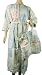  : Fine Blue roses floral cotton Terry cloth Lined French bathrobe with travel pouch