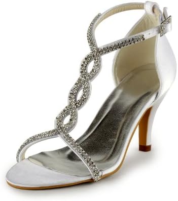 Minitoo GYAYL437 Womens Sparkle Beige Satin Evening Party Bridal Wedding Sandal T-Strap Shoes 7 M US