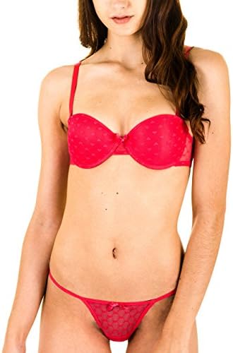 Caramel Cantina Juniors Sheer Heart Bra and G-string Panties Set