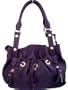 AUTHENTIC B. MAKOWSKY Grape Purple GLOVE LEATHER Double Handle POCKET SHOPPER ( Handbags / Purses / Totes for Women )